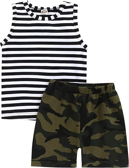 Toddler Infant Boy Clothes Mama’S BOY Letter Printed Shorts Sleeve Top + Stripe Shorts Summer O... | Amazon (US)