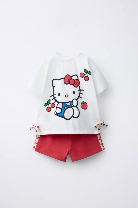 HELLO KITTY \u00a9 SANRIO CHERRY T-SHIRT AND BERMUDA SET | Zara US