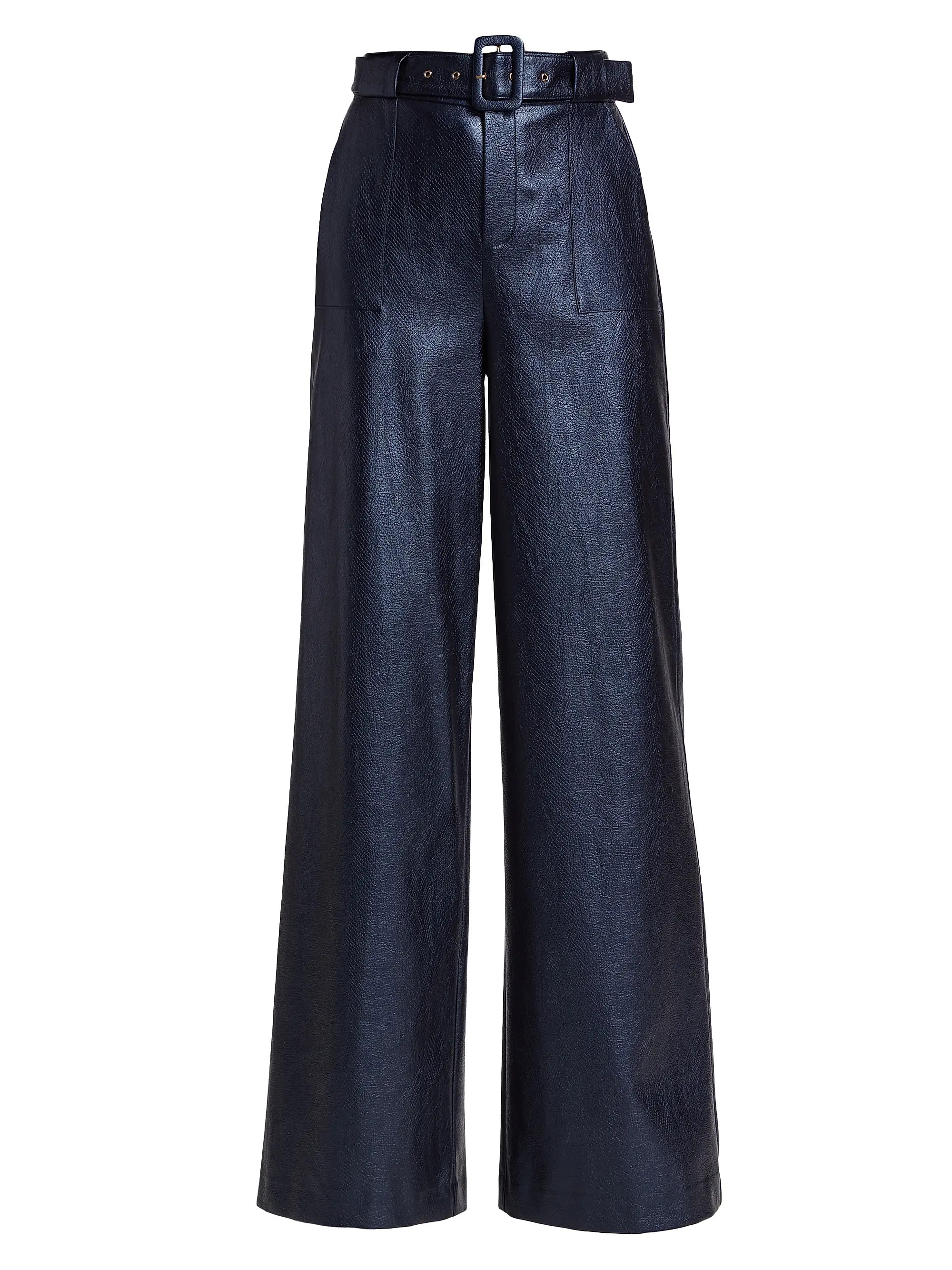 Bella Croc-Embossed Faux Leather Wide-Leg Pants | Saks Fifth Avenue