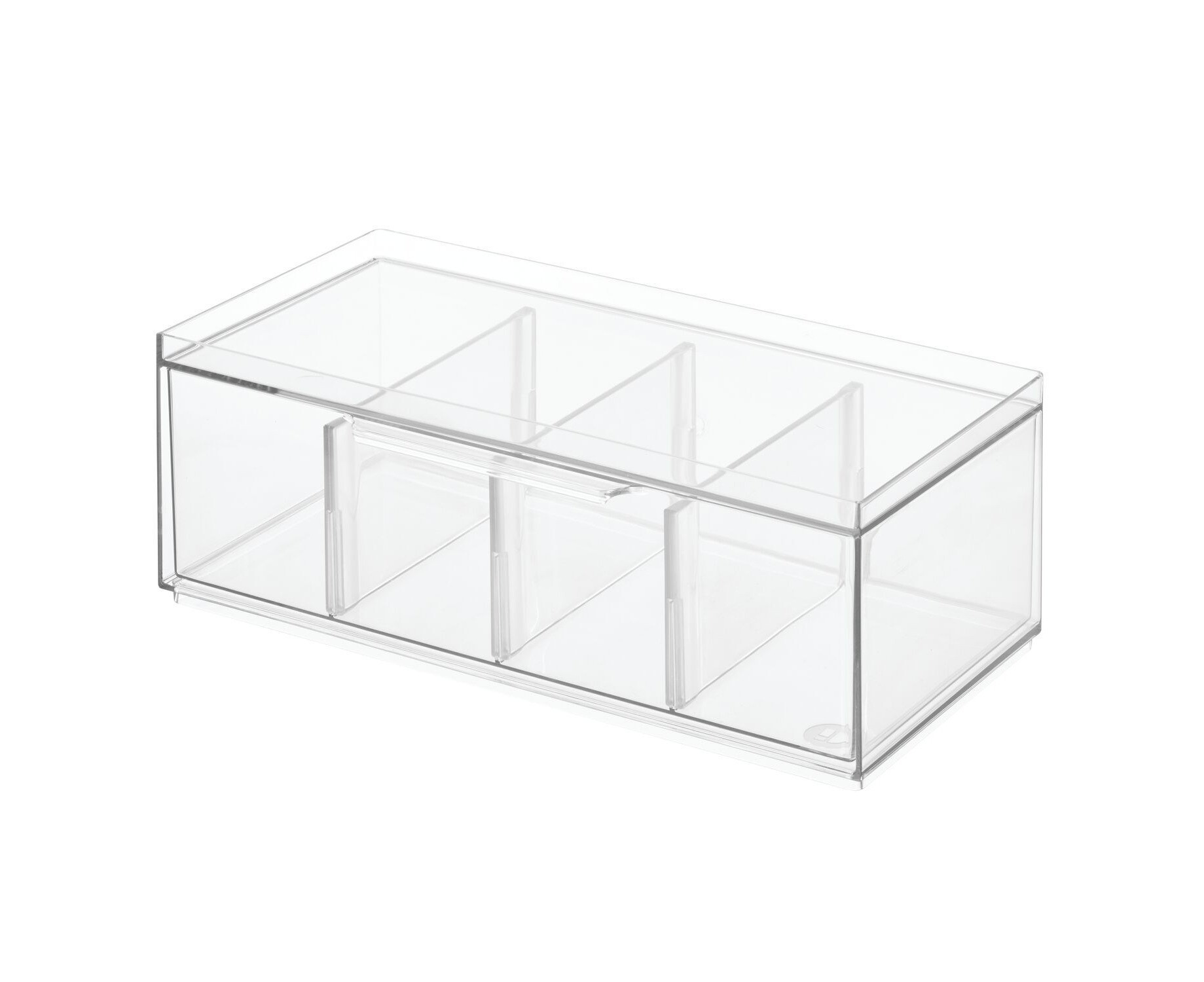 iDesign Crisp 31.75x16.51cm Tea Bag/Sugar Packet Storage Organiser w/ Lid Clear | Catch.com.au