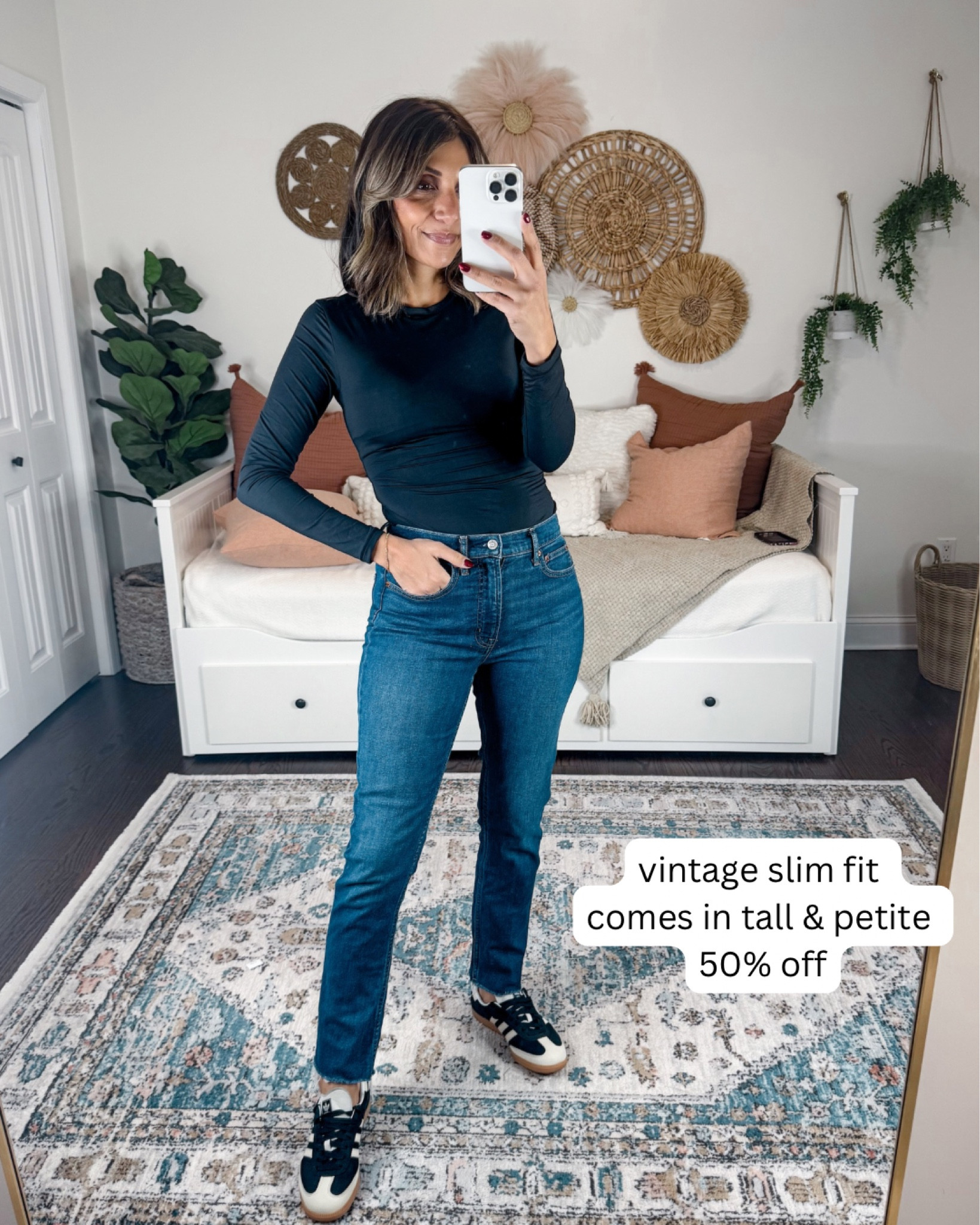 Gap vintage slim fit jeans on major sale 
Order tts 
Have some stretch 
Wearing 26

#LTKFindsUnder100 #LTKOver40 #LTKSaleAlert