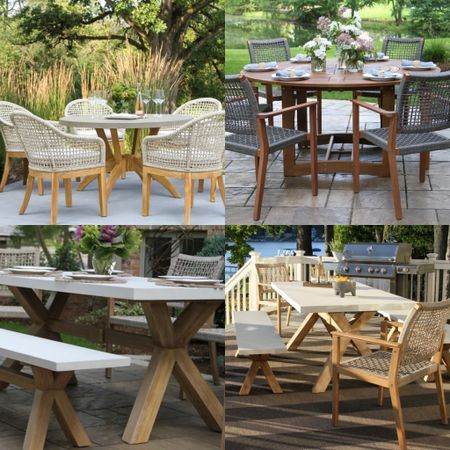 Family-friendly outdoor dining sets that will elevate your entertaining game in the warmer weathers. Love the solid wood frames and casual laid-back vibes. #outdoorliving #outdoordining #backyard #alfresco

#LTKparties #LTKSeasonal #LTKhome