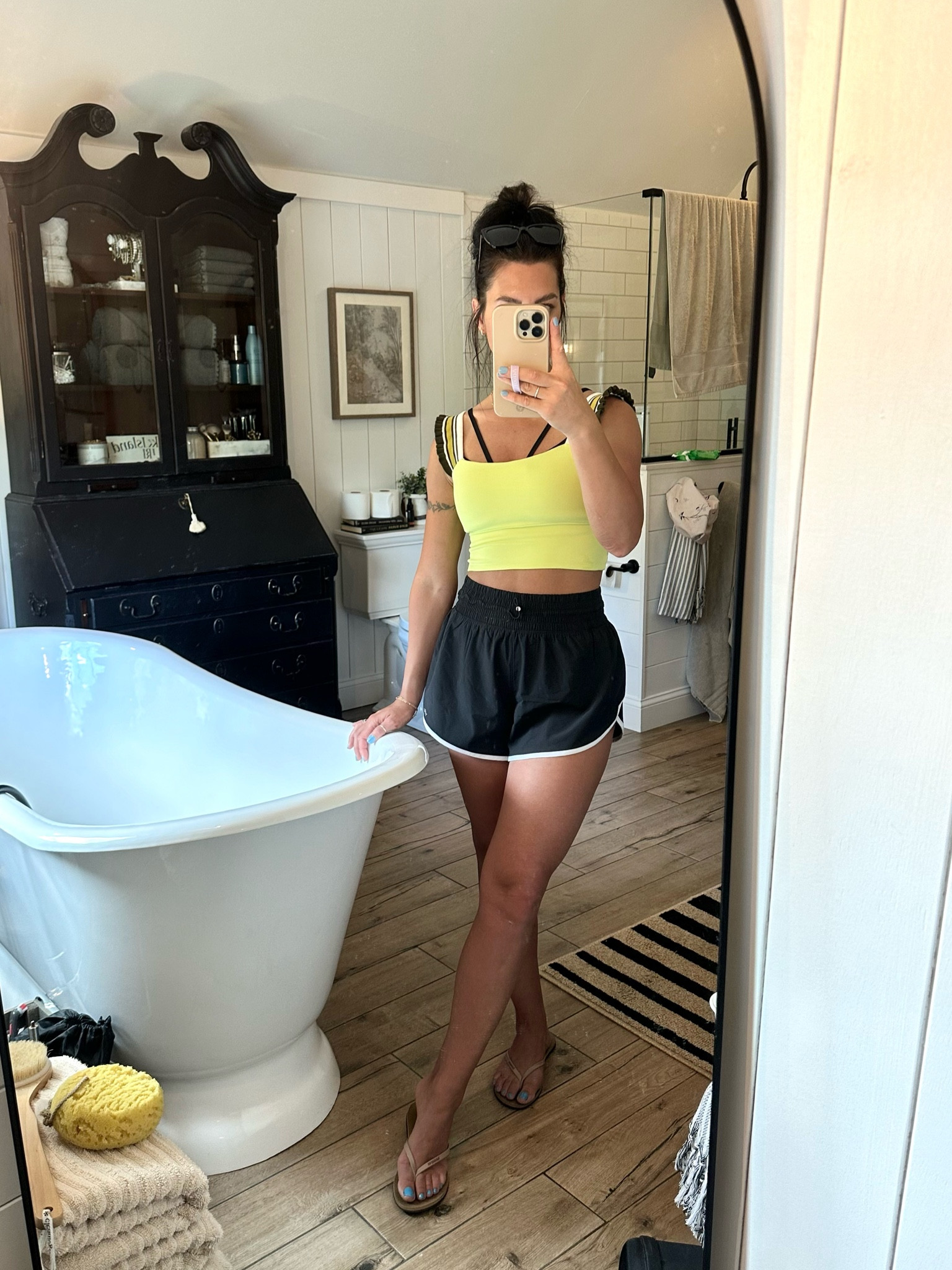 Go to shorts for those hot summer days. Plus, love this top and the detail of the back. 
wearing size small in both 

#LTKSummerSales #LTKFindsUnder50 #LTKSaleAlert