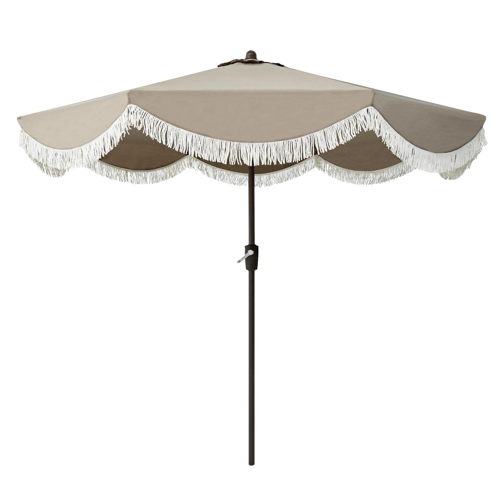 Tempera 9ft Auto Tilt Scalloped Patio Umbrellas with Fringe, Outdoor Table Umbrellas with Fade Re... | Amazon (US)