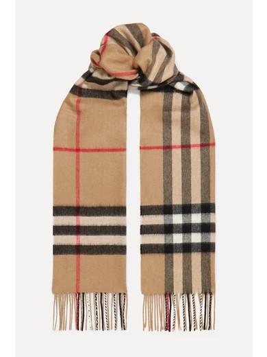 Burberry - Checked Cashmere Scarf - Camel | NET-A-PORTER (US)