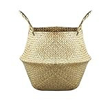 InBest Natural Basket Seagrass Storage Basket Flowerpot Woven Laundry Basket with Handle, Seagrass B | Amazon (US)