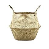 InBest Natural Basket Seagrass Storage Basket Flowerpot Woven Laundry Basket with Handle, Seagrass B | Amazon (US)