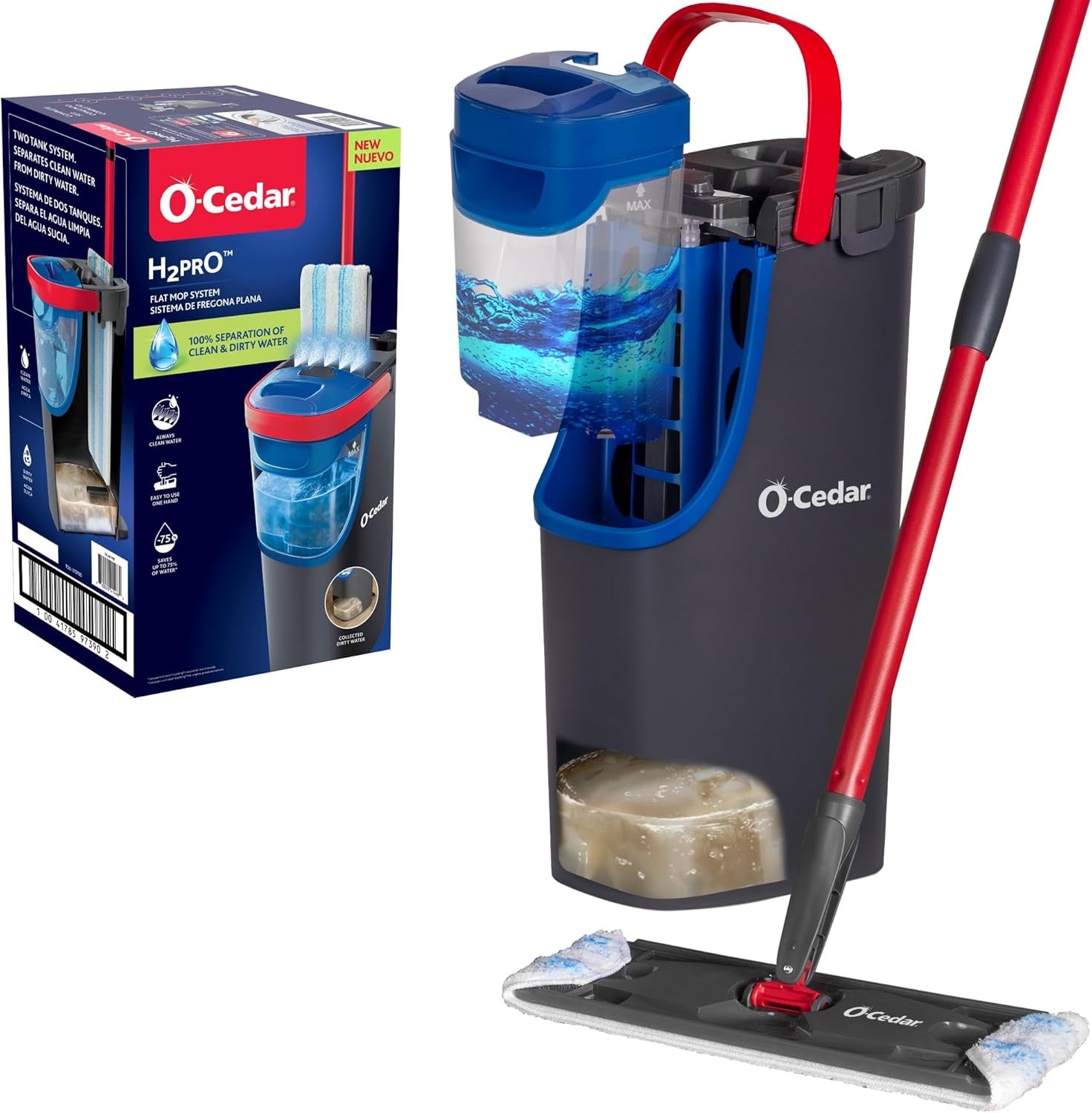 O-Cedar H2prO Flat Mop System | Quick Everyday Cleaning | Dual-Tank Fresh Water System | Machine ... | Amazon (US)