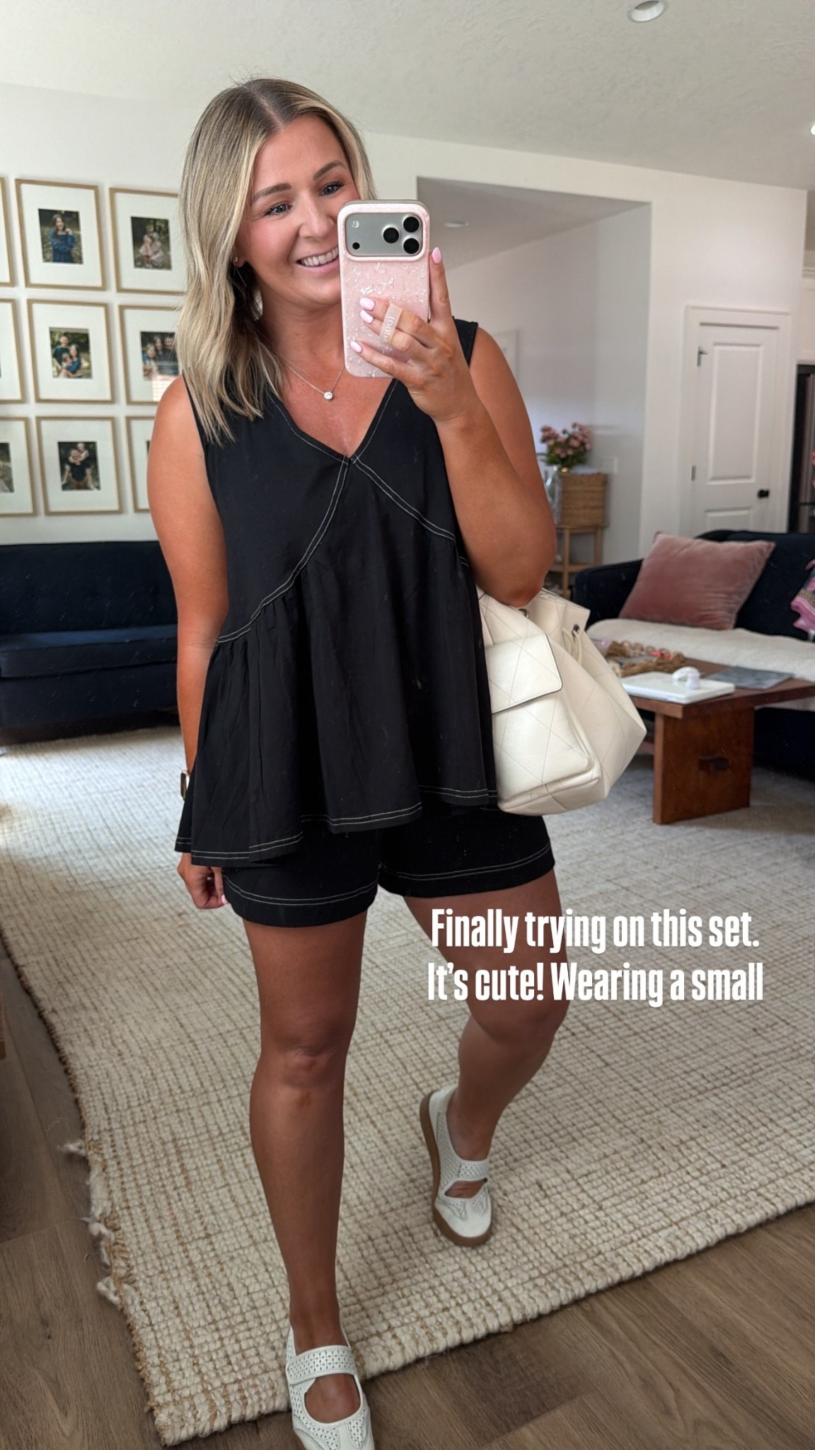 Finally trying on this set. Fred people look for less 

It’s cute! Wearing a small

#LTKootd #LTKSaleAlert #LTKPetite