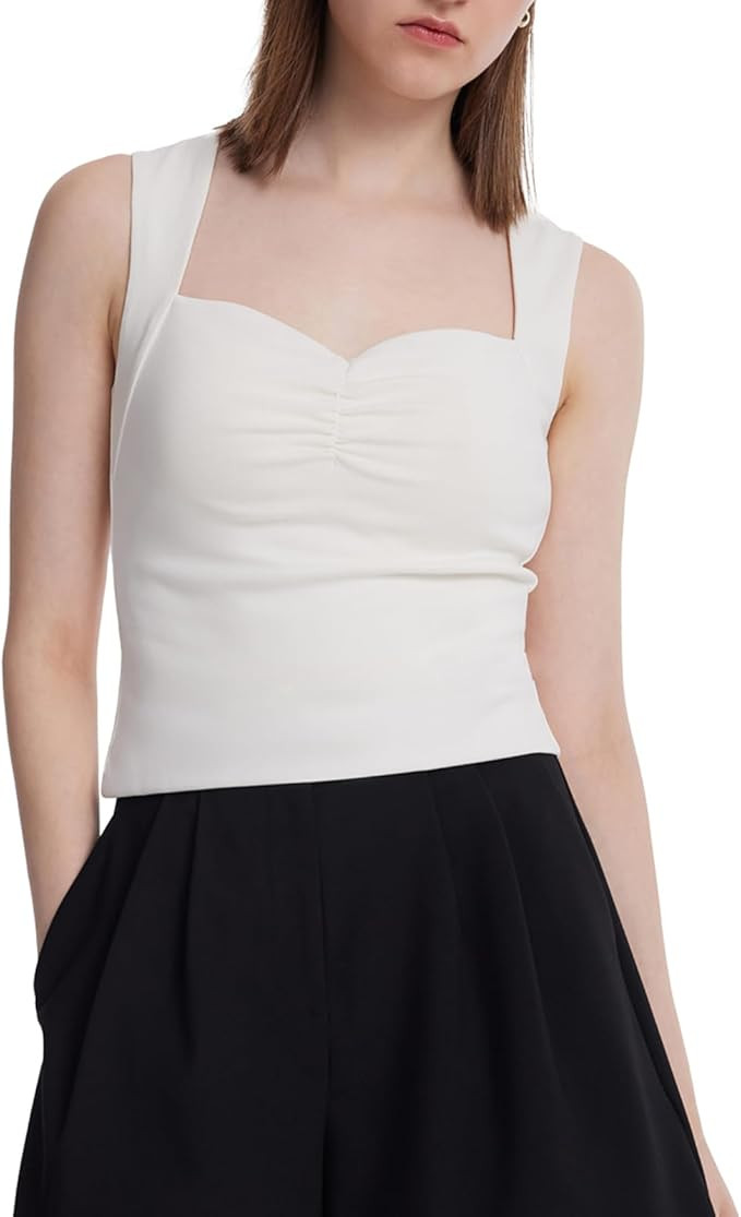 Womens Summer Tank Tops Casual Sleeveless Sweetheart Neck Fit Slim Shirts Basic Going Out Cami To... | Amazon (US)