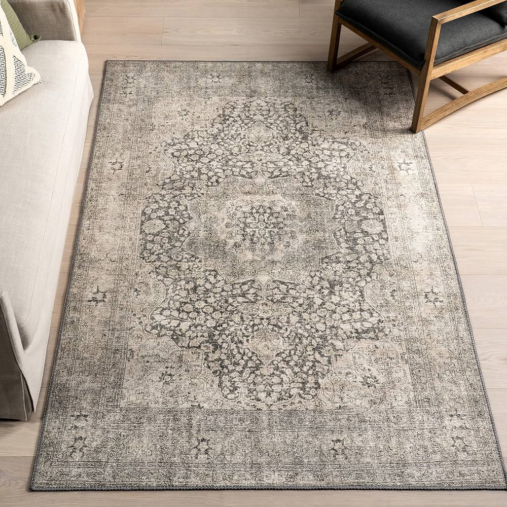 nuLOOM Hillstone Collection 8x10 Area Rug, Traditional Vintage Distressed Medallion, Thick and So... | Amazon (US)
