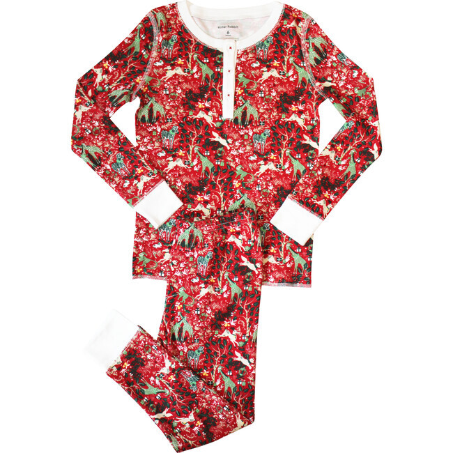 Red Kids Pajamas, Holly Jolly Jungle | Maisonette