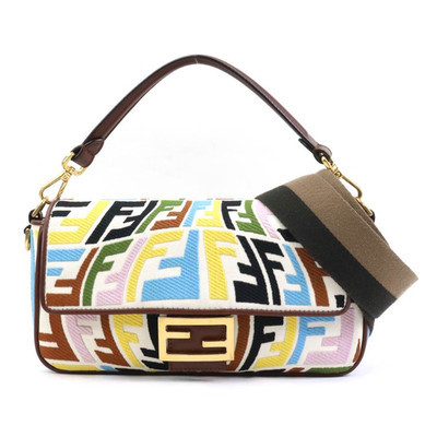 FENDI Mamma Baguette Shoulder Hand Bag Multicolor Canvas Leather 8BR600-AGKA | eBay US