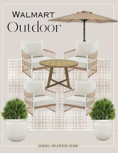 Walmart outdoor patio! This 5 piece seating set is so beautiful and the price can’t be beat!! My all time favorite outdoor rug and planters!

#LTKhome #LTKSeasonal #LTKstyletip