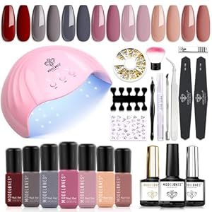 Modelones Gel Nail Polish Kit with U V Light 48W Nail Dryer 7 Nude Colors Gel Nail Polish Set, No... | Amazon (US)