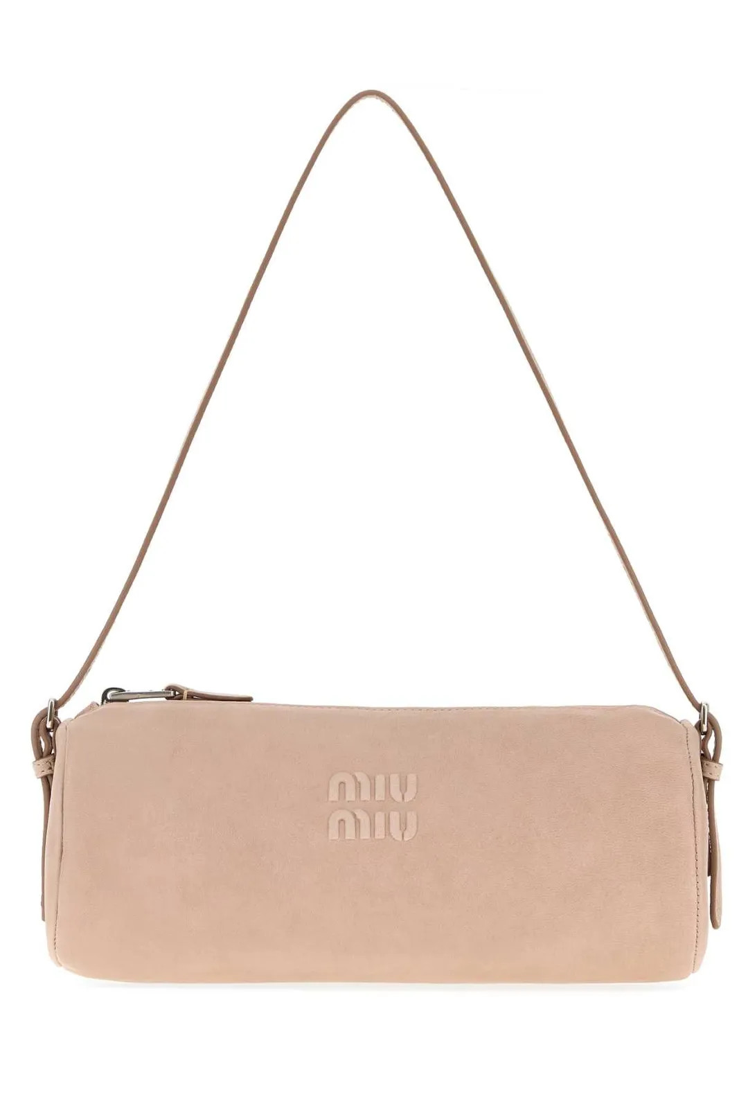 Miu Miu Logo Embossed Zip-Up Shoulder Bag | Cettire Global