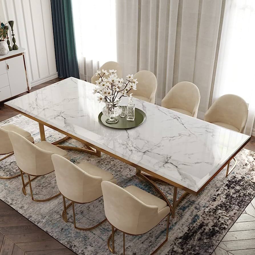 POVISON Modern Dining Table for 6, 71'' Rectangular Marble Dining Table for Kitchen & Dining Room... | Amazon (US)