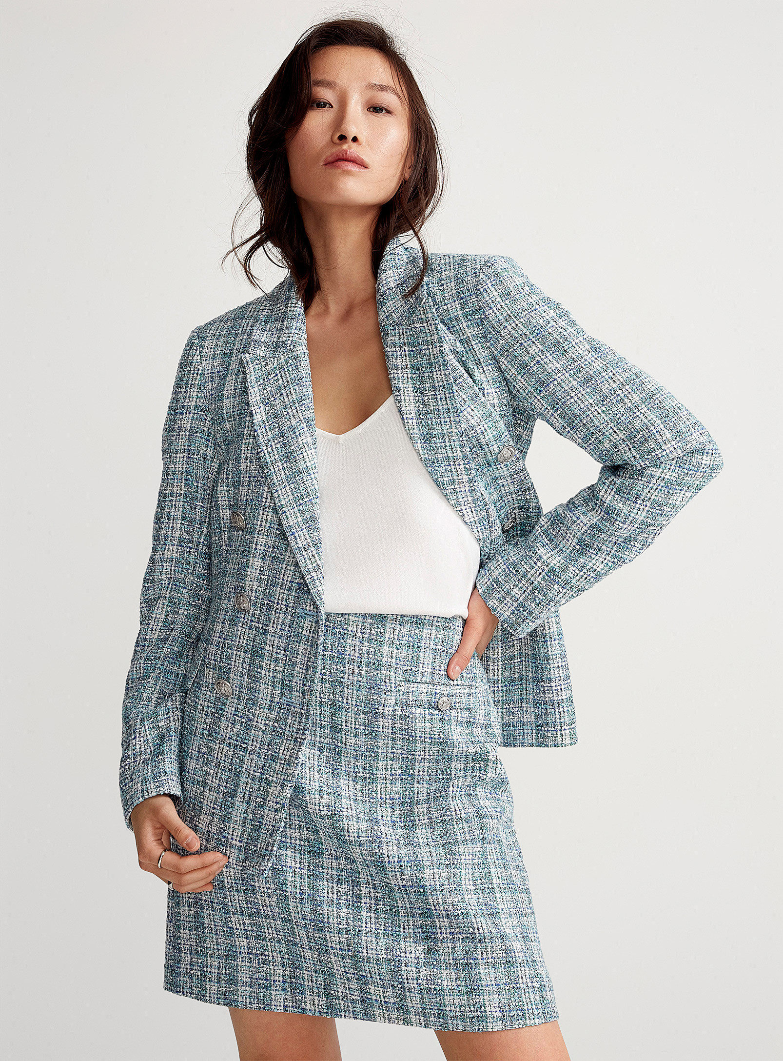 Contemporaine - Celestial tweed skirt (Women, Blue, 16) | Simons