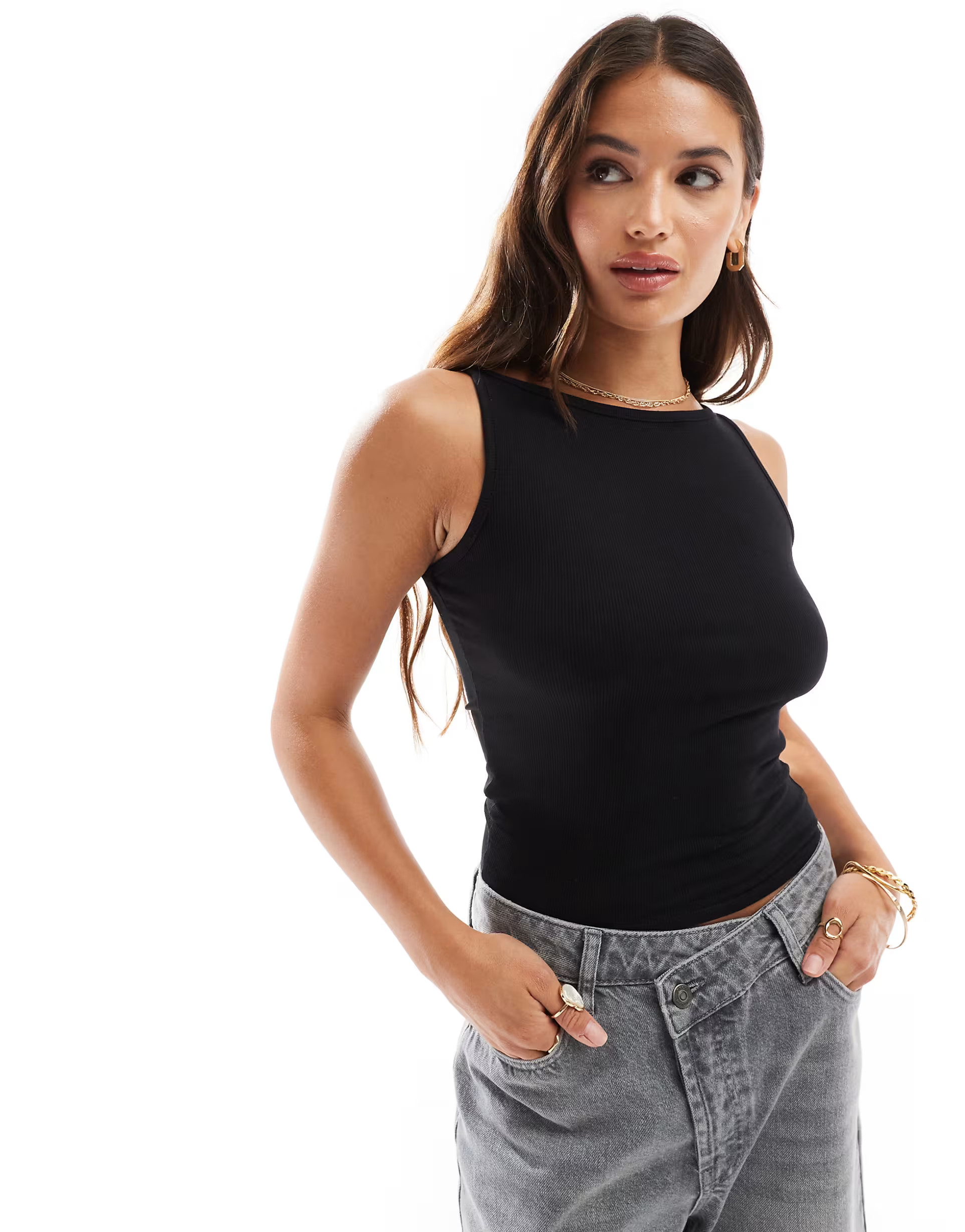 Cotton On rib boat neck crop top in black | ASOS (Global)