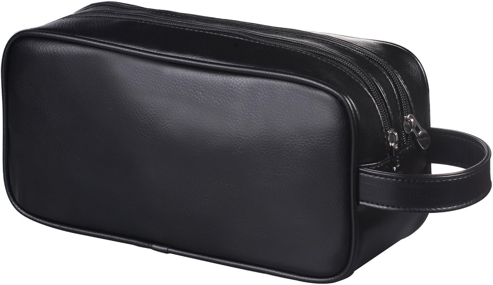 HappyDavid Soft PU Leather Zipped Travel Toiletry Bag Mens Ladies Supply Toiletry Bag Case(Black) | Amazon (US)