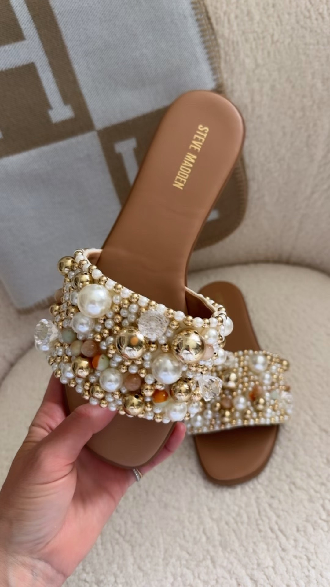New flat pearl and gem sandals that are sooooooo comfortable!! Fit tts

Spring 
Summer shoe

#LTKSeasonal #LTKootd