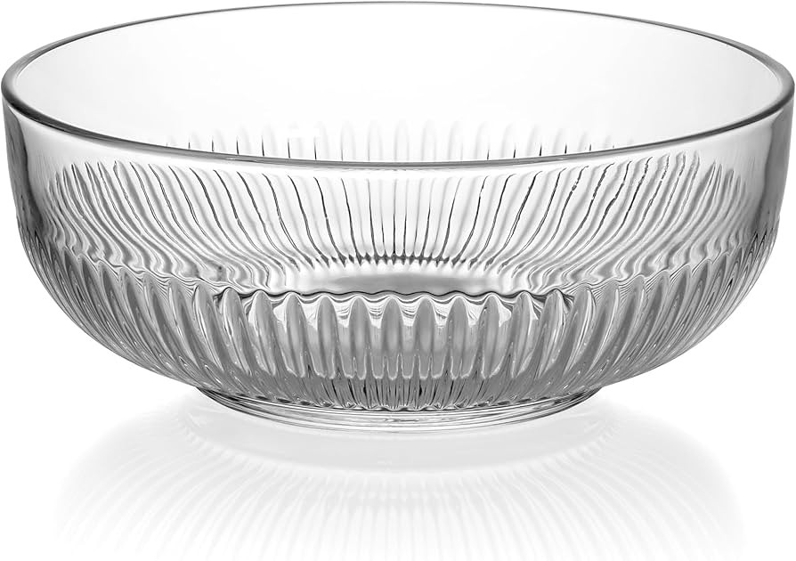 Red Co. Large Clear Glass Mixing Bowl with Ribbed Surface, for Mixing, Storage, Serving, 2.5 Quar... | Amazon (US)