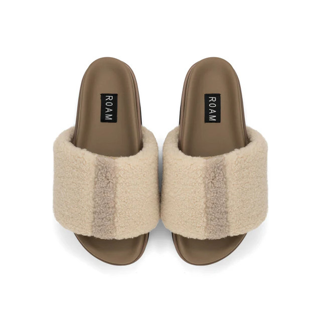 FUZZY STRIPE STACK PLATFORM NATURAL & CEMENT FAUX SHEARLING | ROAM