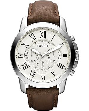 Fossil Grant Men's Watch with Chronograph Display and Genuine Leather or Stainless Steel Band | Amazon (US)