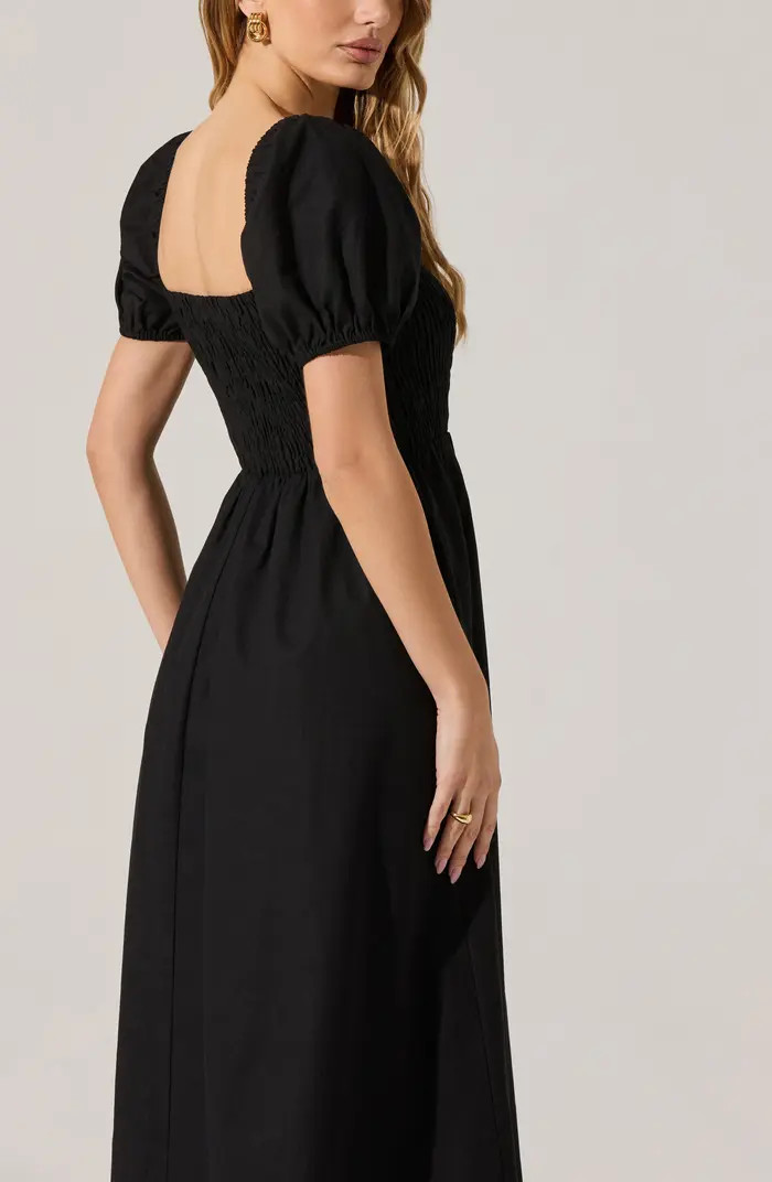 ASTR the Label Bow Detail Smock Bodice Cotton Blend Dress | Nordstrom | Nordstrom