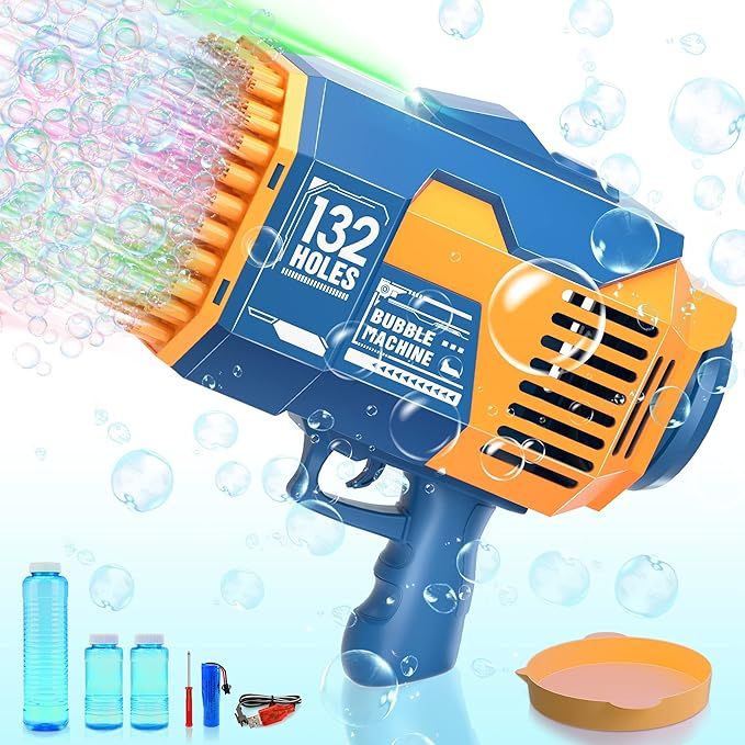 Bubble Machine Gun with Lights, 132 Holes 10000+ Bubbles Per Minute Bubbles for Adults Kids Toddl... | Amazon (US)