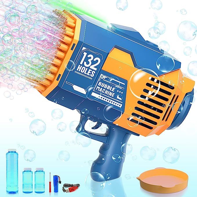 Bubble Machine Gun with Lights, 132 Holes 10000+ Bubbles Per Minute Bubbles for Adults Kids Toddl... | Amazon (US)