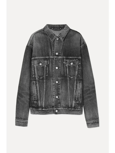 Balenciaga - Like A Man Oversized Embossed Denim Jacket - Gray | NET-A-PORTER (UK & EU)
