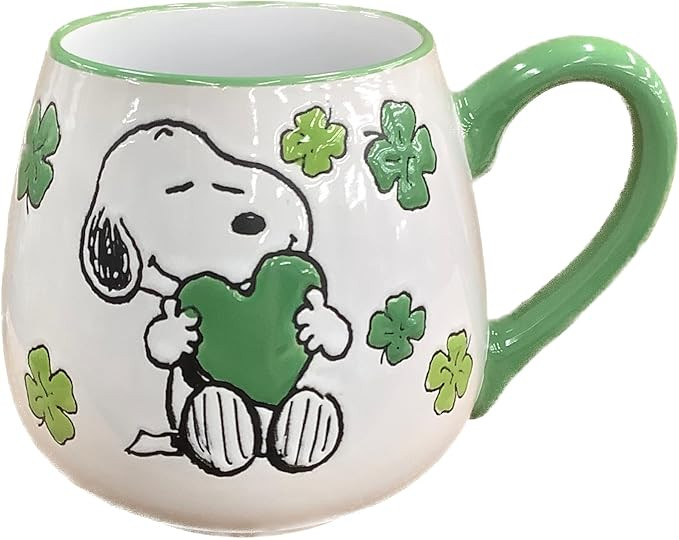 Peanuts Belly Mug St. Patrick's Day, Shamrocks, Hugging Green Heart (Too Cute To Pinch) | Amazon (US)