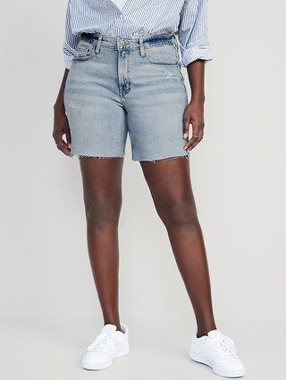 High-Waisted OG Straight Cut-Off Jean Shorts for Women -- 7-inch inseam | Old Navy (US)