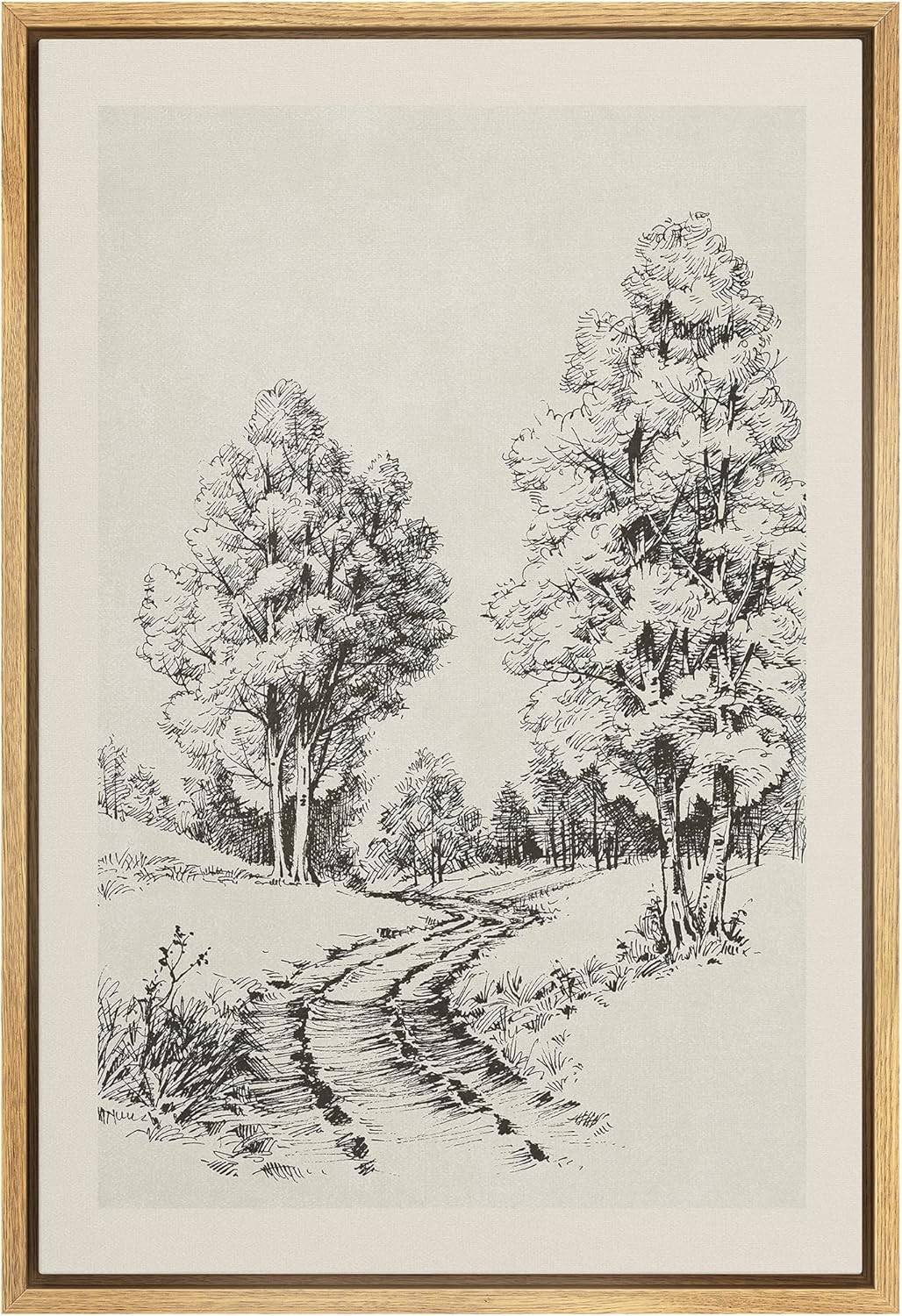 IDEA4WALL Framed Canvas Print Wall Art Trail Through Spring Forest Nature Wilderness Illustration... | Amazon (US)