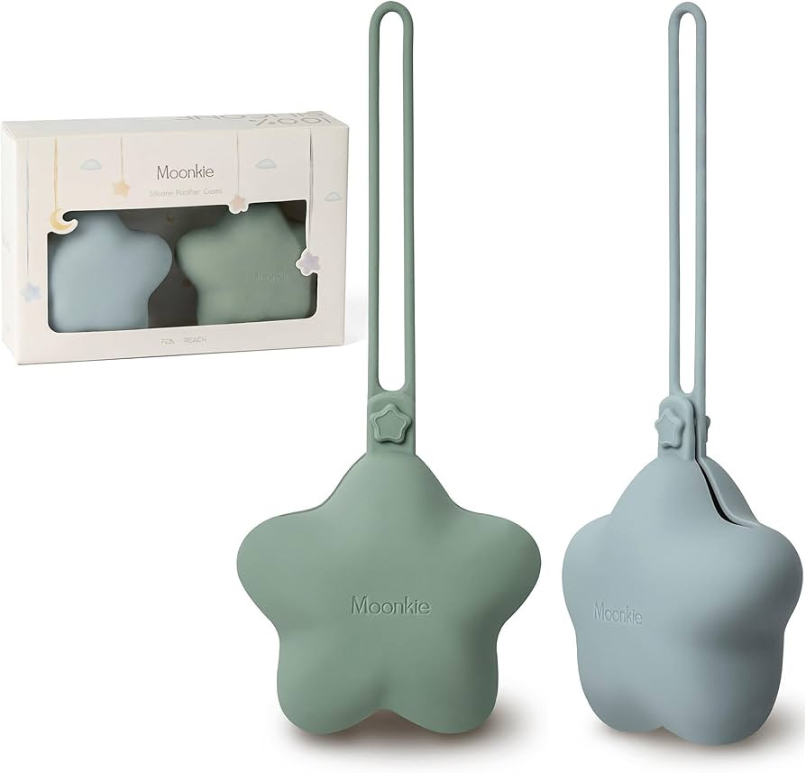 Moonkie Silicone Pacifier Holder Case, Cute Portable Pacifier Storage Case, 2 Pack | Amazon (US)