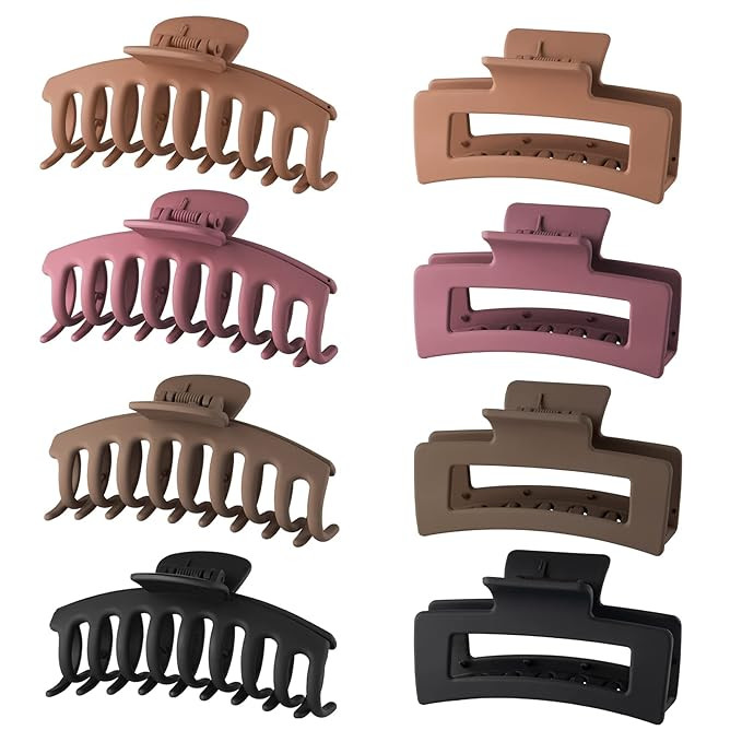 Wekin Large Hair Claw Clips, 8 Pack 4.3" Hair Clips for Women & Girls, Strong Hold Matte Claw Hai... | Amazon (US)
