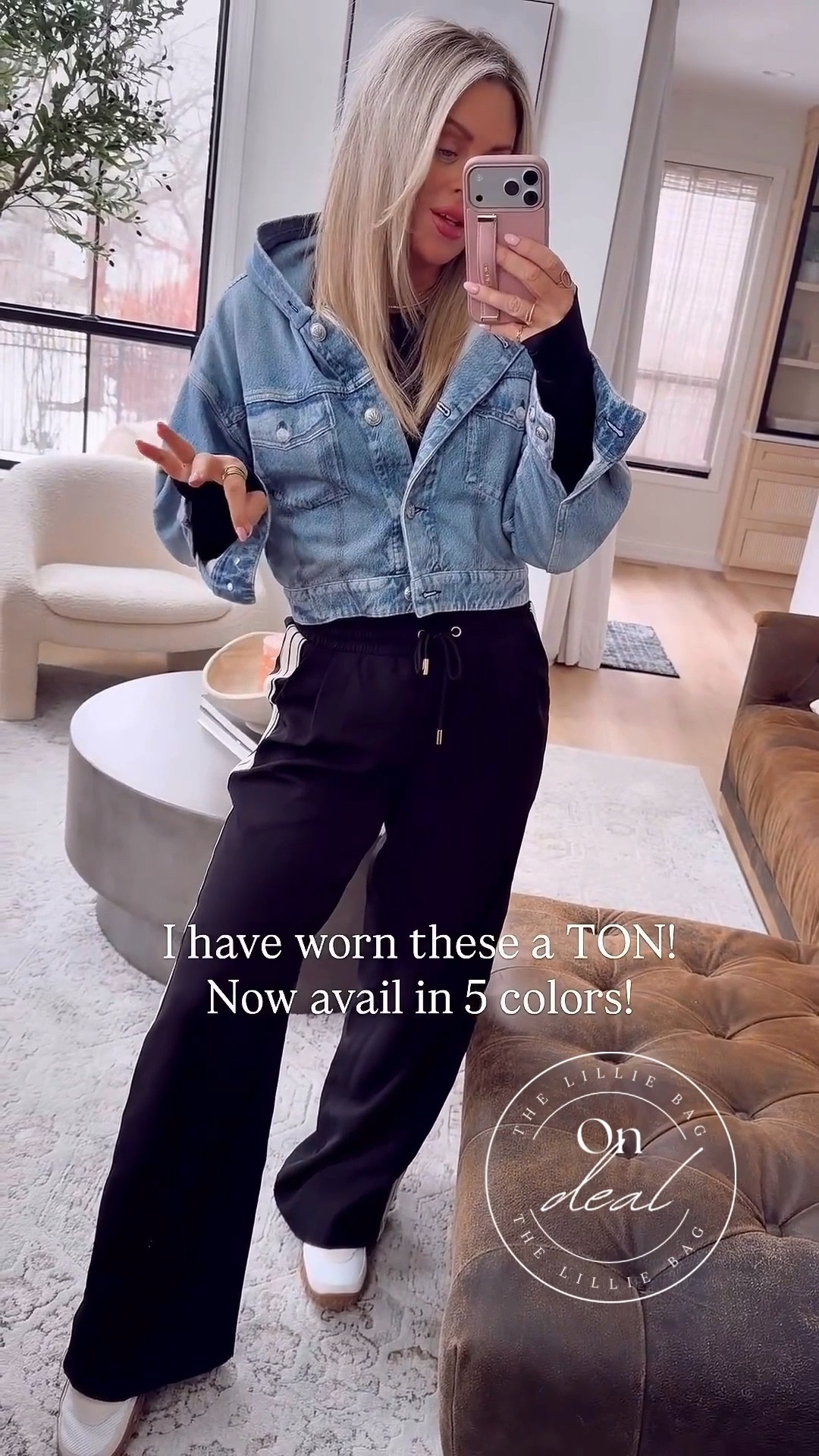 Elevated casual 🤍 Still crushing on these track pants. They are on SALE using code: ANTHRO20. Now in 5 colors, wearing a small and I keep reaching for them 🙌

Knit denim jacket = worth every penny. Mine is out of stock but linking a similar one I love 💙!

#LTKSpringSale #LTKSaleAlert #LTKspring