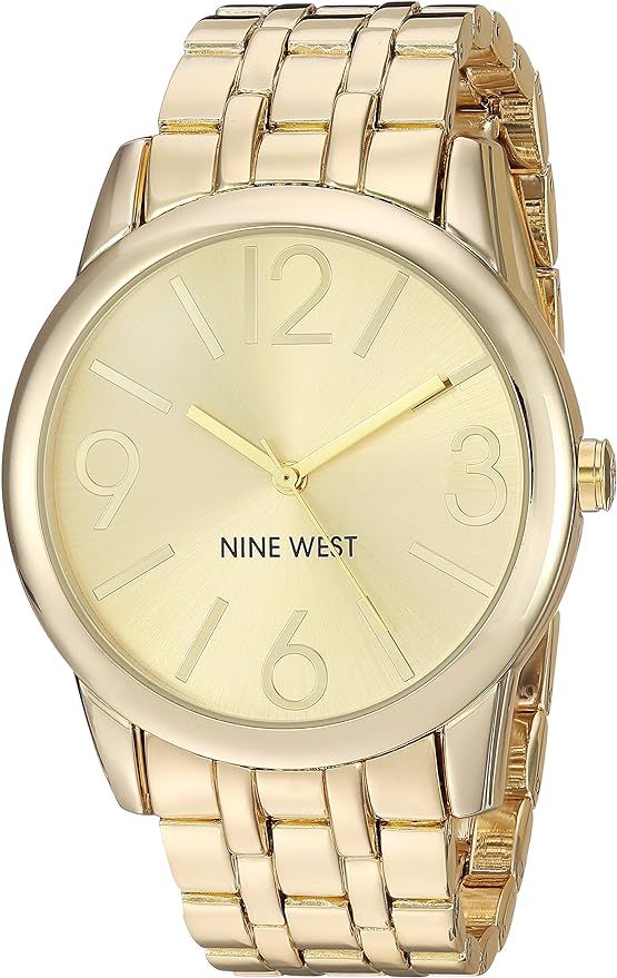 Nine West Women's NW/1578CHGB Champagne Dial Gold-Tone Bracelet Watch | Amazon (US)