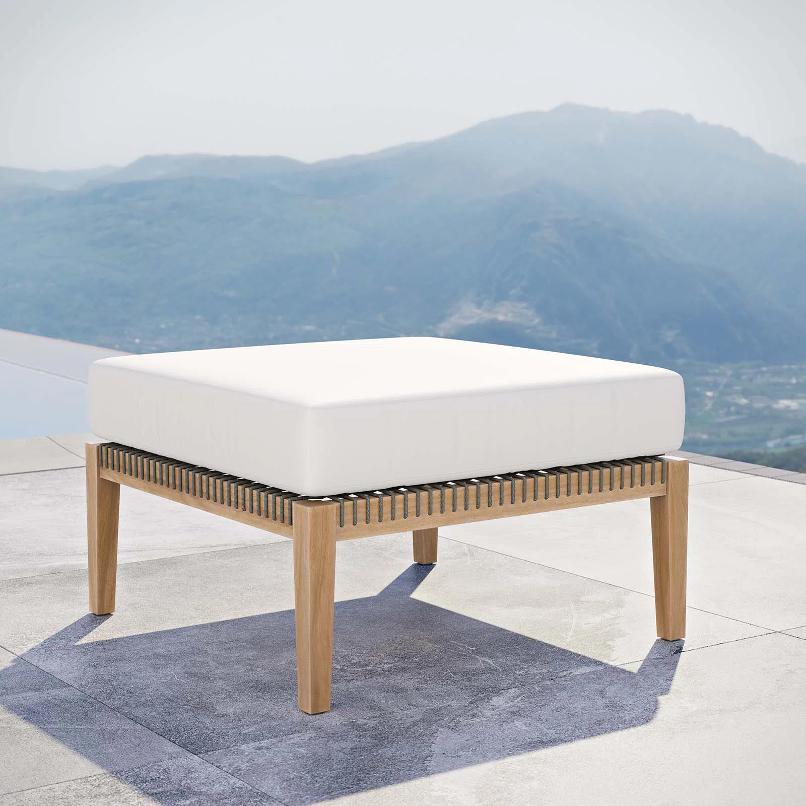 Modway Clearwater Outdoor Patio Teak Wood Ottoman | Wayfair North America