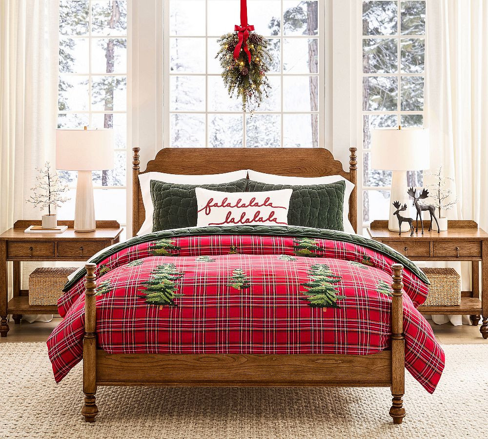 Elliot Tree Embroidered Plaid Duvet Cover | Pottery Barn (US)