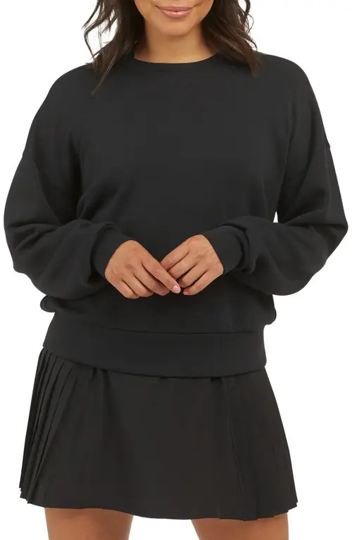 SPANX® AirEssentials Crewneck Sweatshirt in Very Black at Nordstrom, Size X-Large | Nordstrom