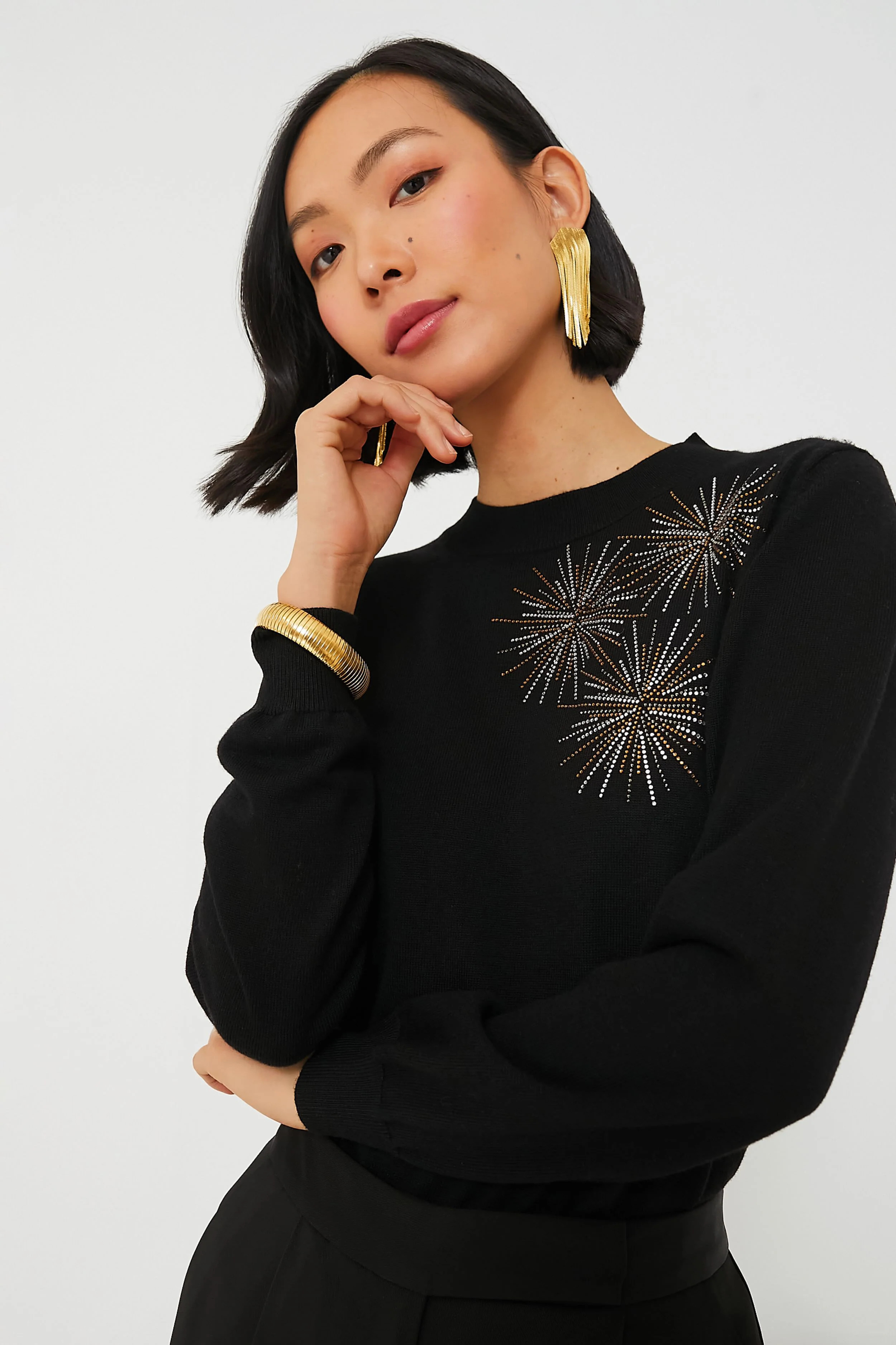 Black Sunburst Embellished Riley Sweater | Tuckernuck (US)