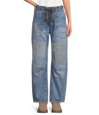Free People Moxie Low Rise Pull-On Barrel Jeans | Dillard's | Dillard's