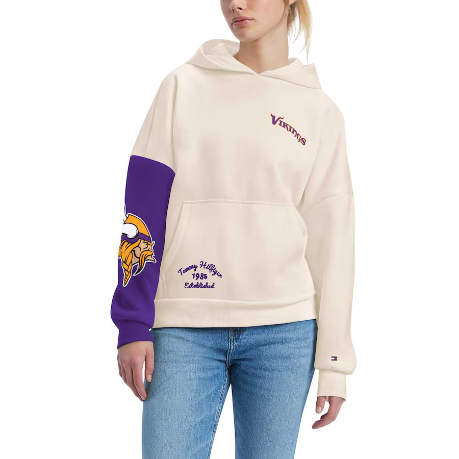 Minnesota Vikings Tommy Hilfiger Women's Harriet Pullover Hoodie - Cream/Purple | Fanatics