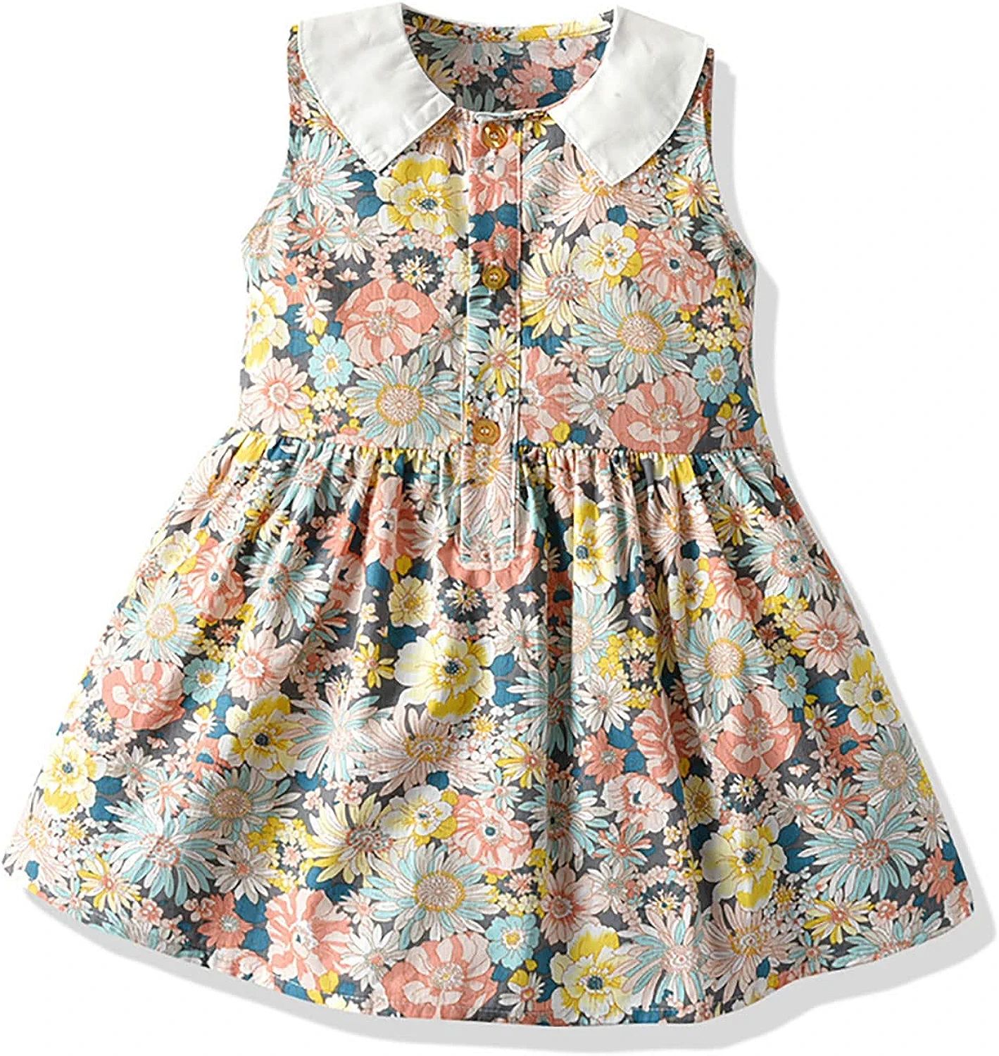 Ecobury Little Girls Flower Dress,Summer Outfits Printed Sundress Cute Clothing Baby Dresses 1-7T | Amazon (US)