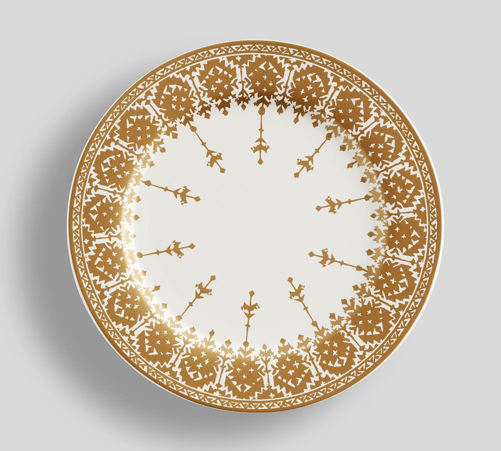 Gold Diya Pattern Stoneware Salad Plates, Set of 4 | Pottery Barn (US)