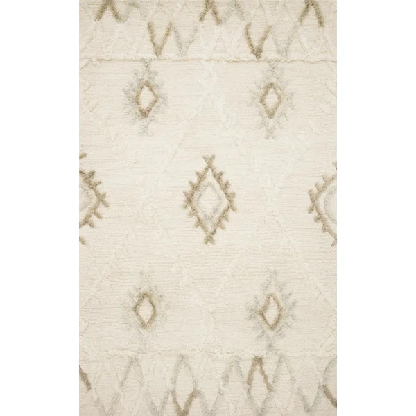 Symbology Geometric Handmade Tufted Wool Area Rug in Ivory | Wayfair North America