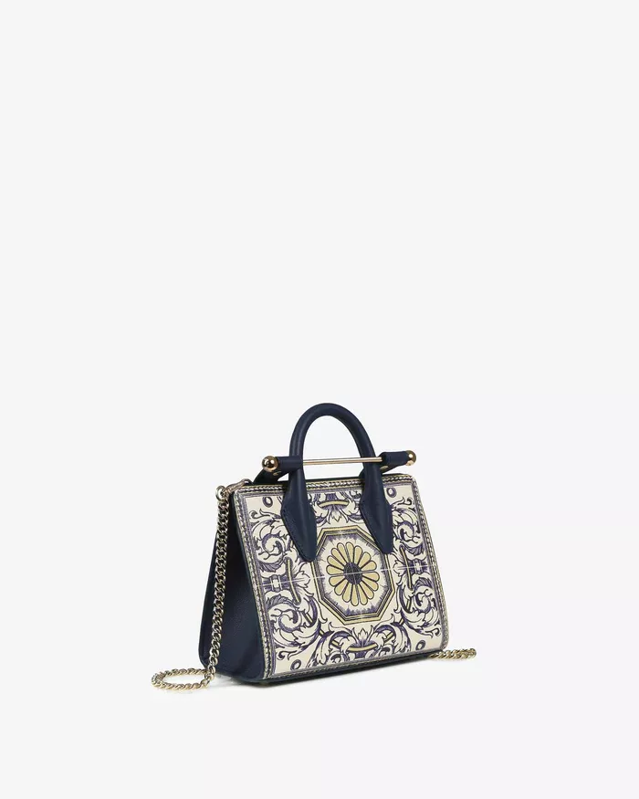 Strathberry Limited The Strathberry Nano Tote - Tile Print in Vanilla/Navy  555.00