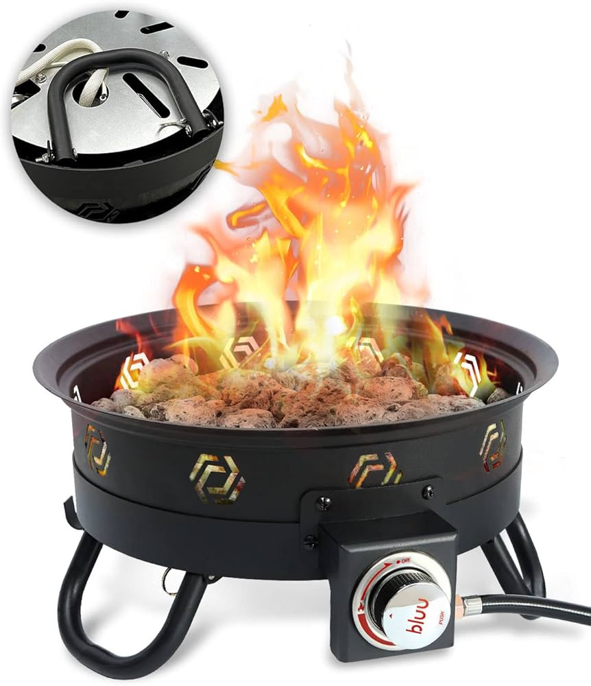BLUU Deluxe Portable Propane Gas Fire Pit with Auto Ignition for Outdoor Camping- with Grill, Fol... | Amazon (US)